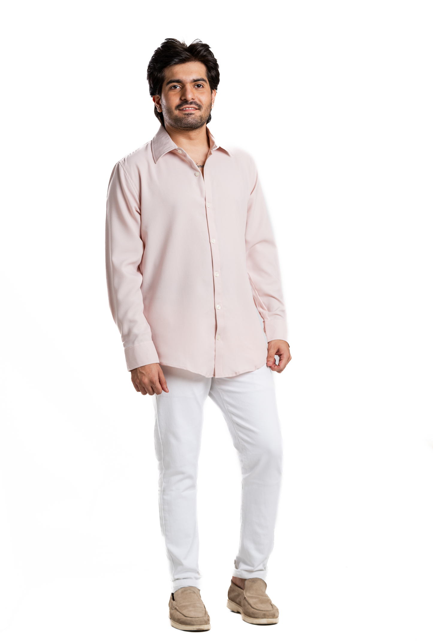 Baby Pink Textured  Crepe Shirt