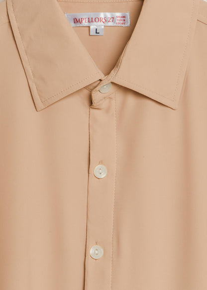 Elegant Beige Twill Formal Shirt