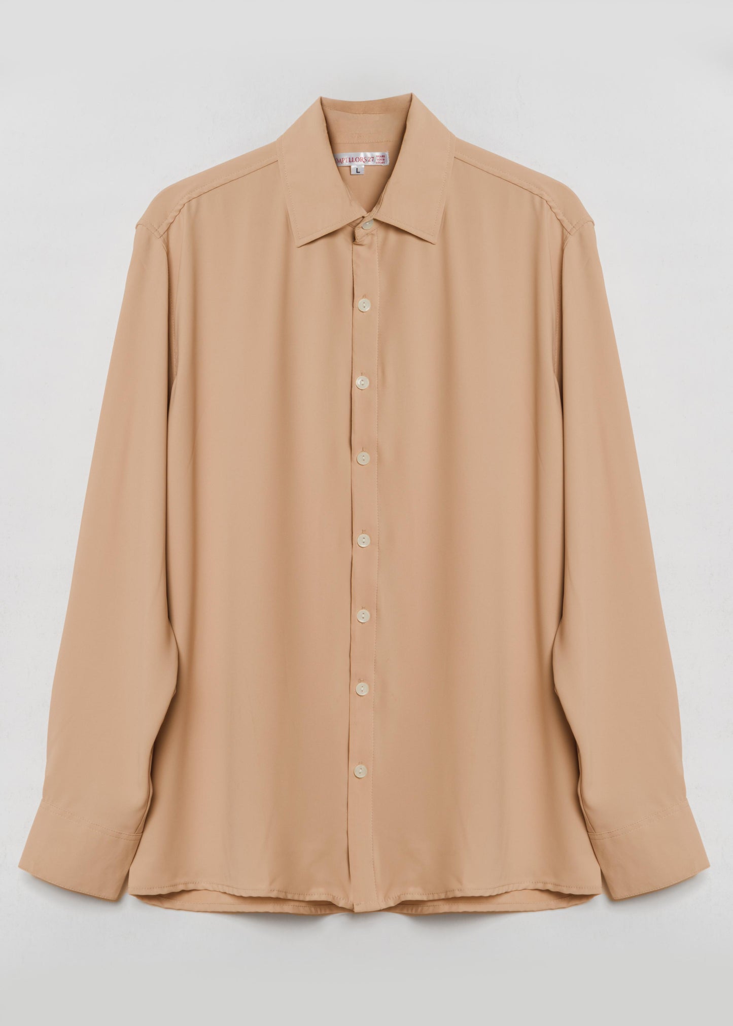 Elegant Beige Twill Formal Shirt