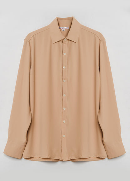 Elegant Beige Twill Formal Shirt