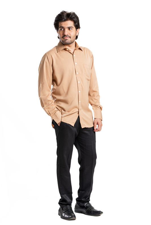 Elegant Beige Twill Formal Shirt