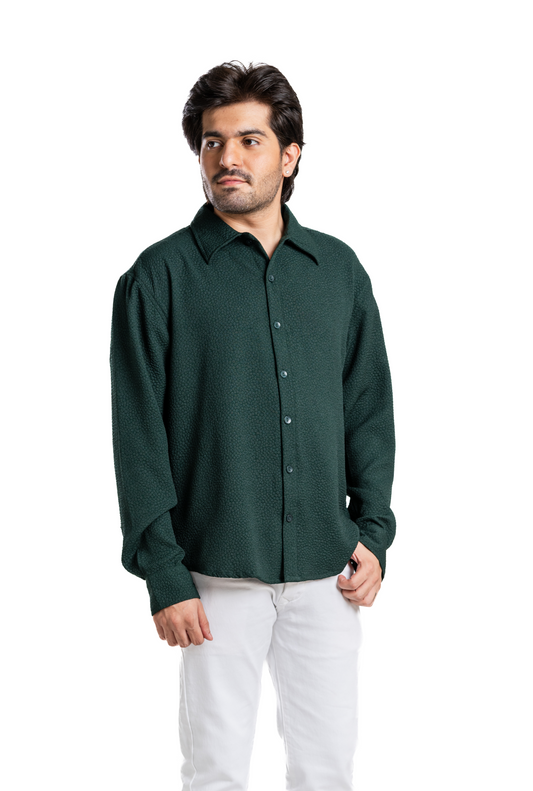 Intense Green Crepe Drop Shoulder Shirt