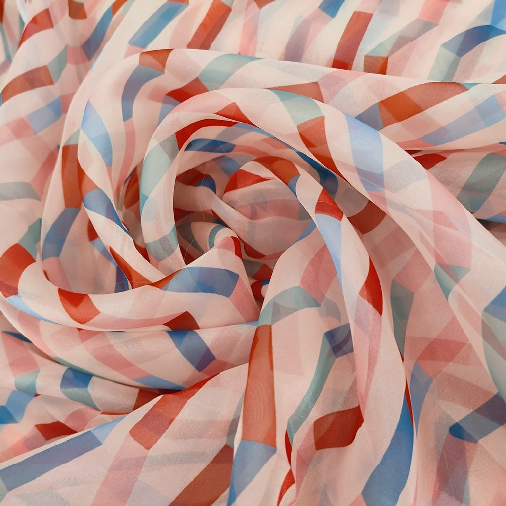 Abstract Wave Organza Print