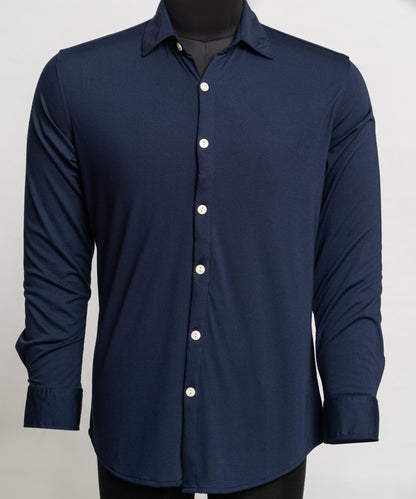 Knit Navy Blue Classic Shirt