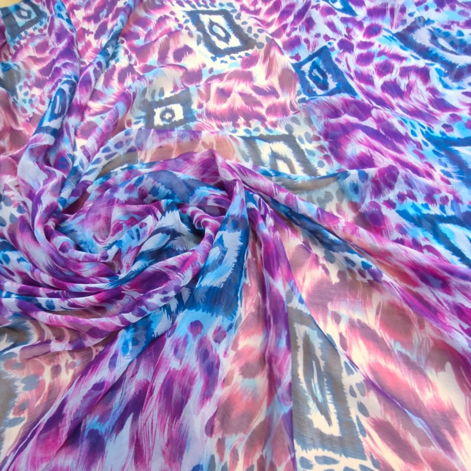 Geometric Harmony Silk Chiffon