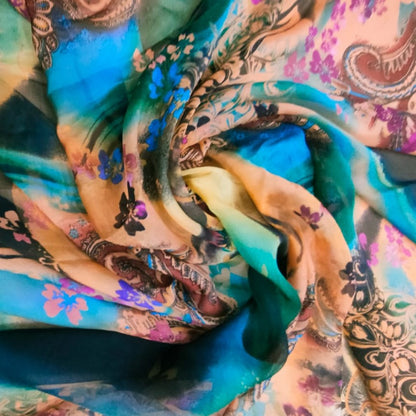 Aurora Blossom Silk Chiffon