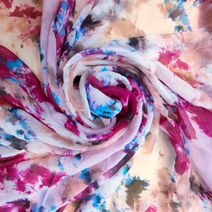 Floral Brushstrokes Silk Chiffon