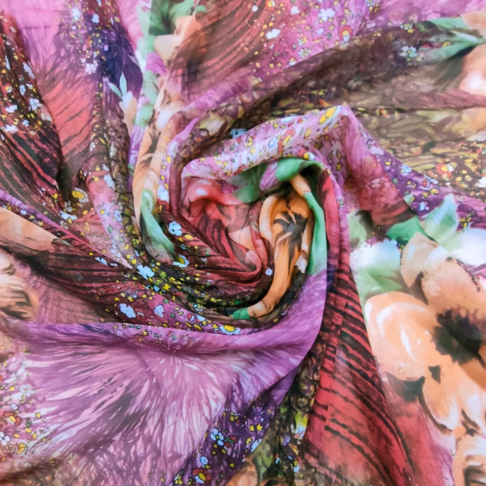 Celestial Blossom Silk Chiffon