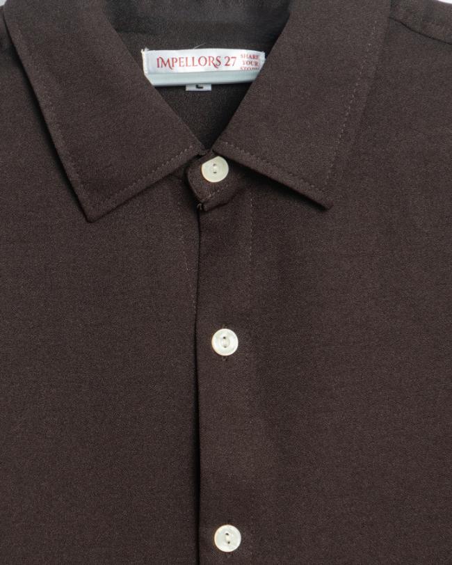 Dark Brown Textured  Crepe Shirt