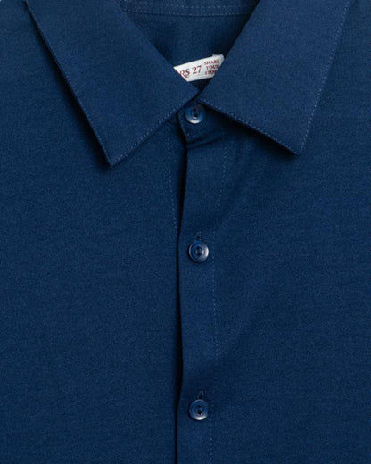 Navy Textured Crepe Shirt