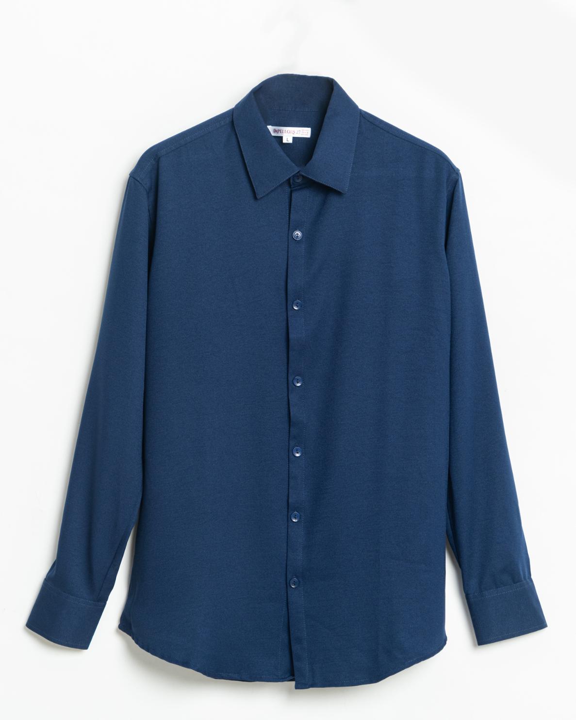 Navy Textured Crepe Shirt