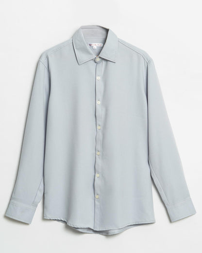 Pastel Light Blue Textured  Crepe Shirt