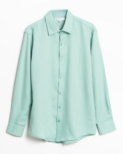 Mint Green Textured  Crepe Shirt