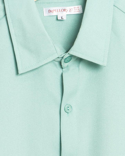 Mint Green Textured  Crepe Shirt