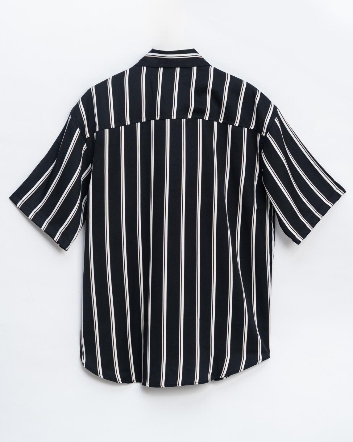 Tokyo Striped Oversized Half Sleeves Shirt