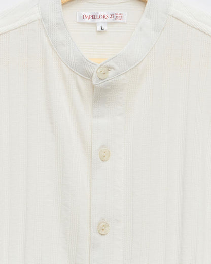 Crisp Knit White Chinese Collar Shirt