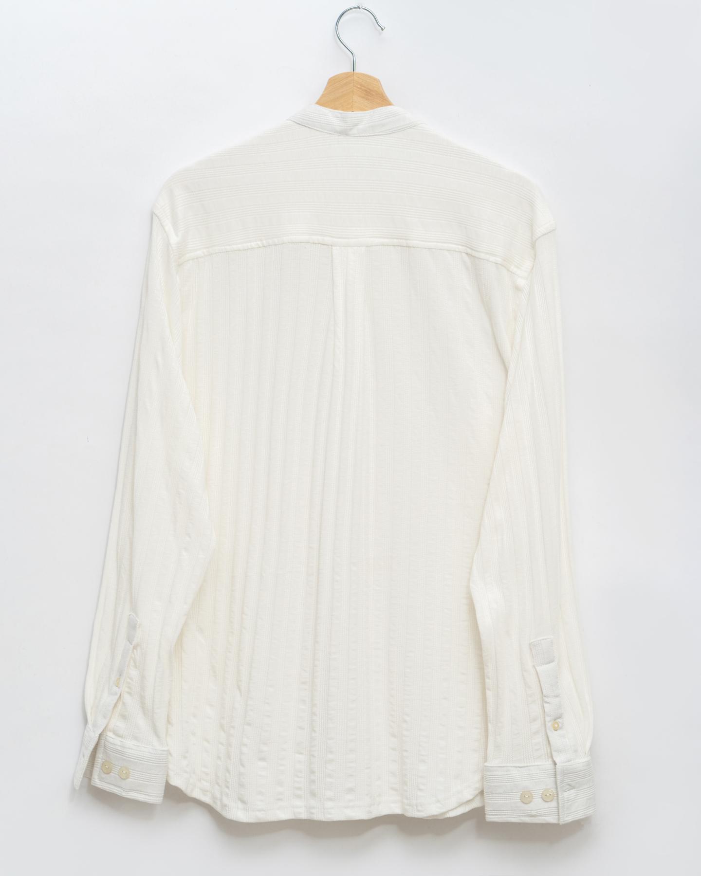 Crisp Knit White Chinese Collar Shirt