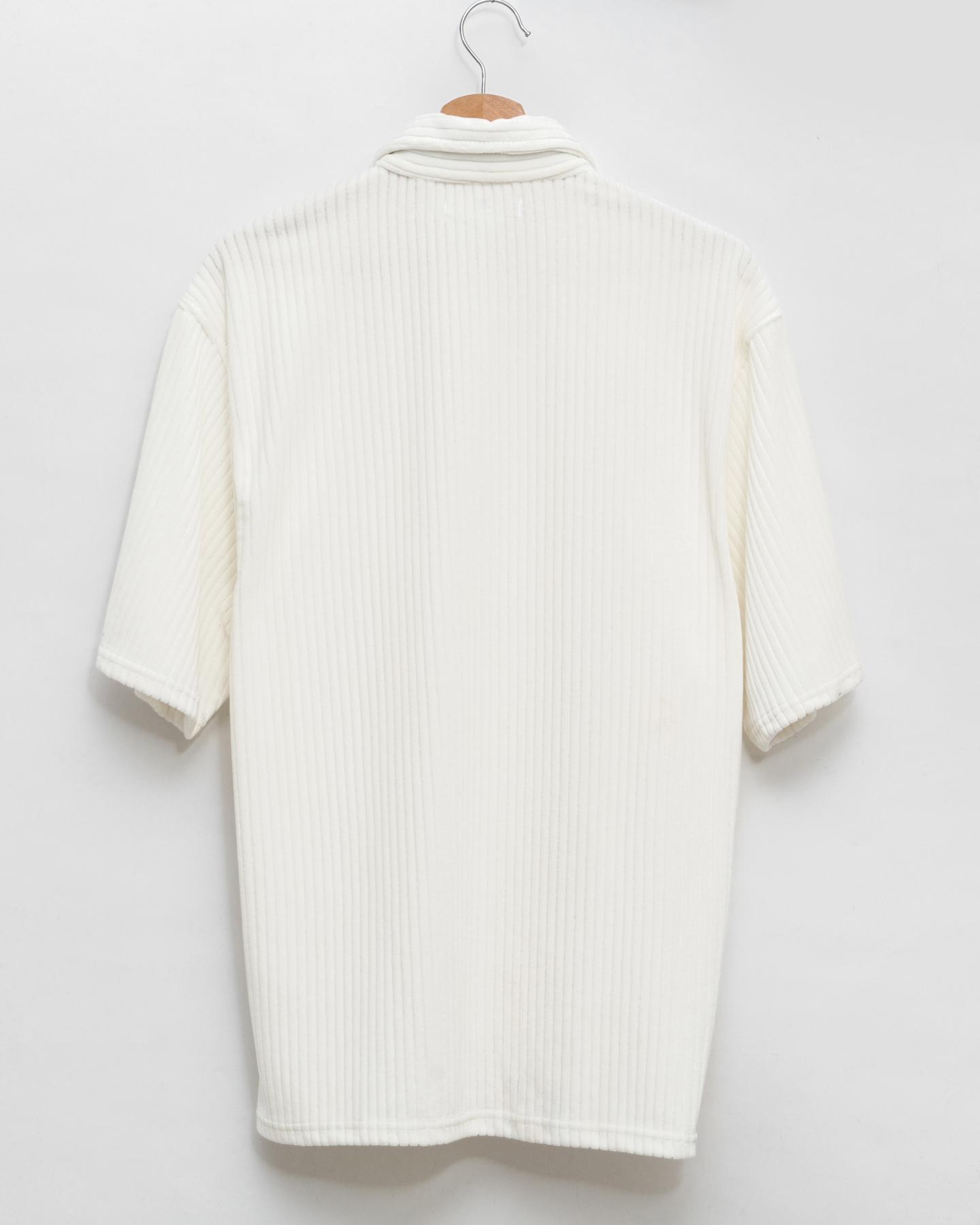 White Knit Drop Shoulder Half Sleeves Shirt