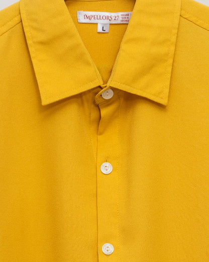 Mustard Yellow Textured  Crepe Shirt