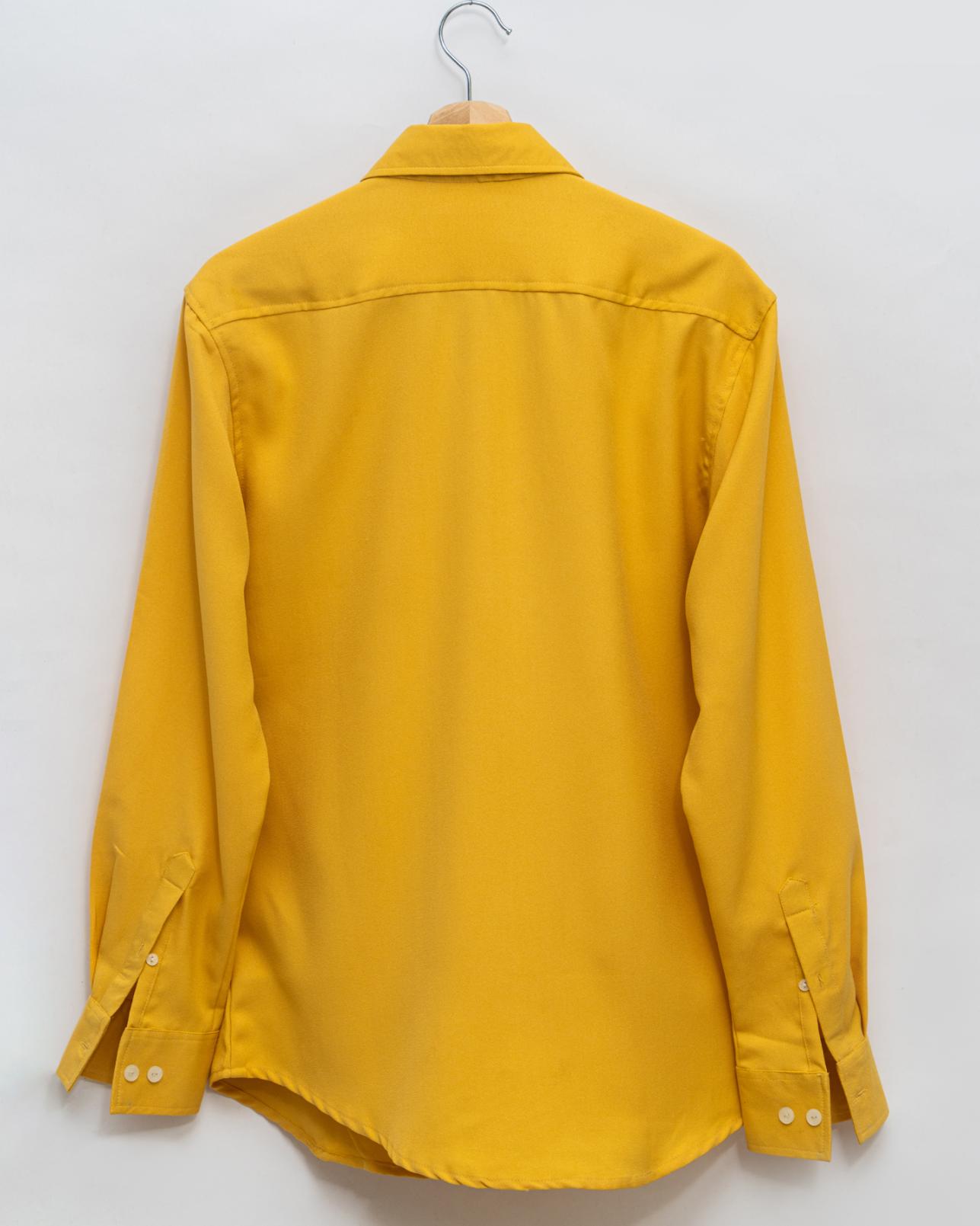 Mustard Yellow Textured  Crepe Shirt