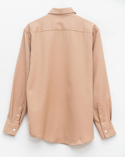 Tan Brown Textured  Crepe Shirt