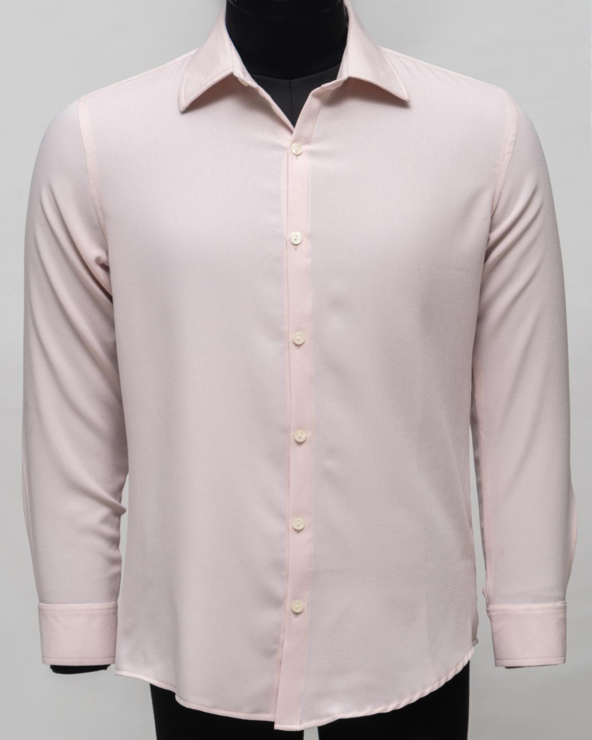 Baby Pink Textured  Crepe Shirt