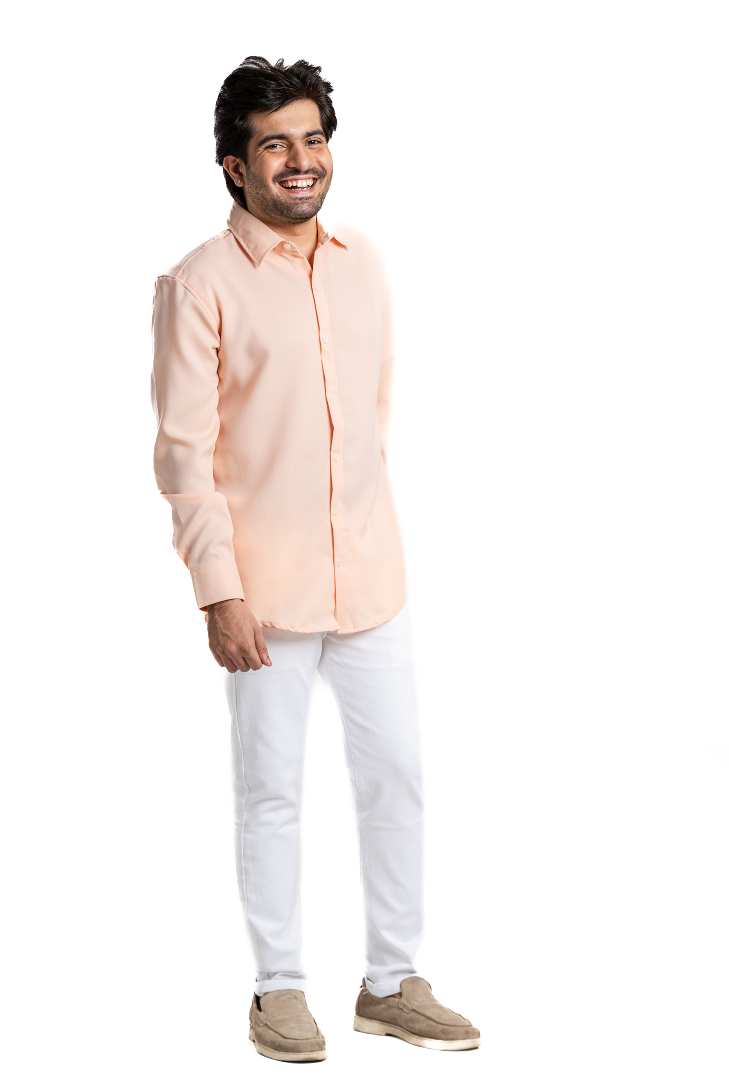 Peach Textured  Crepe Shirt