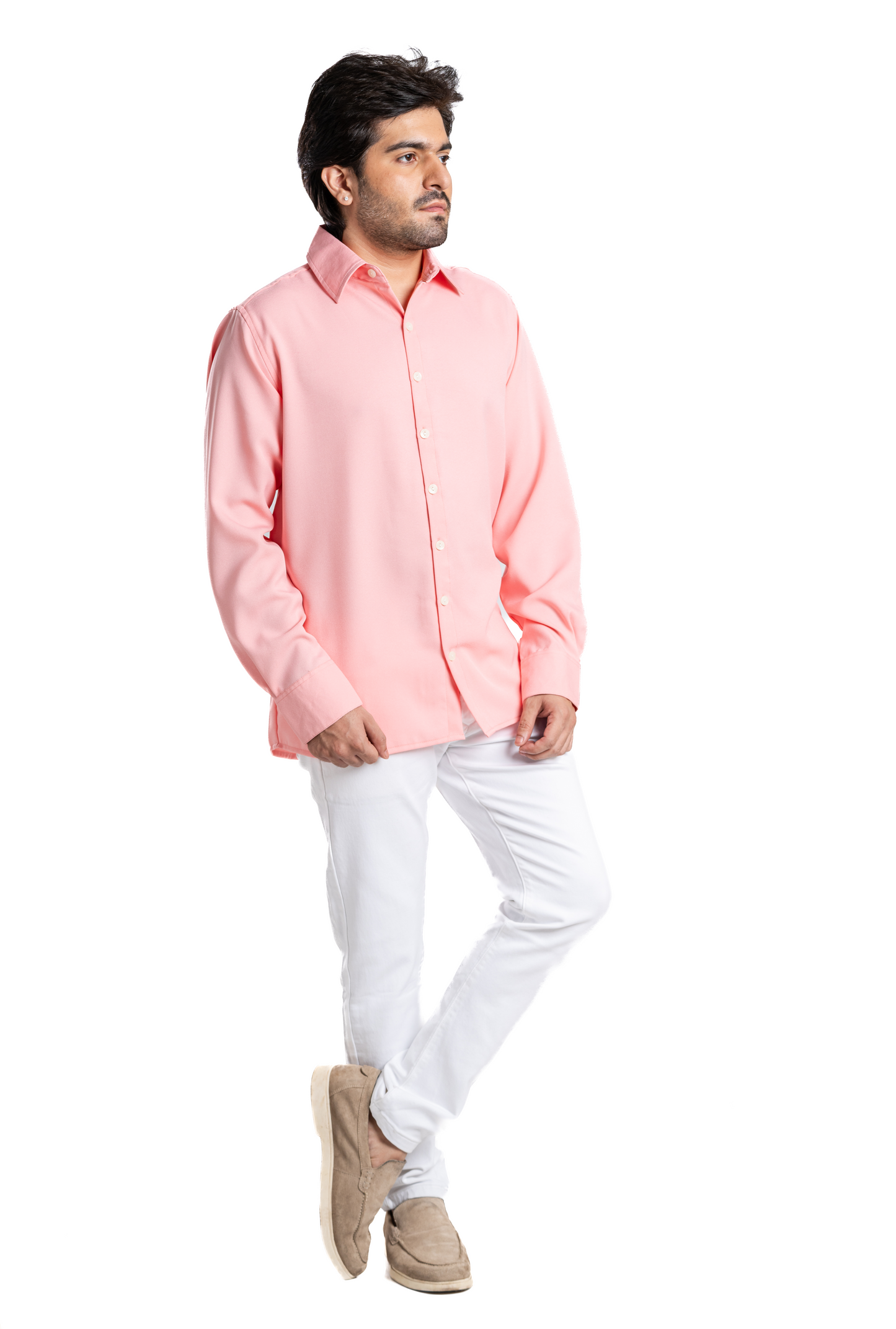 Pink Textured Crepe Shirt